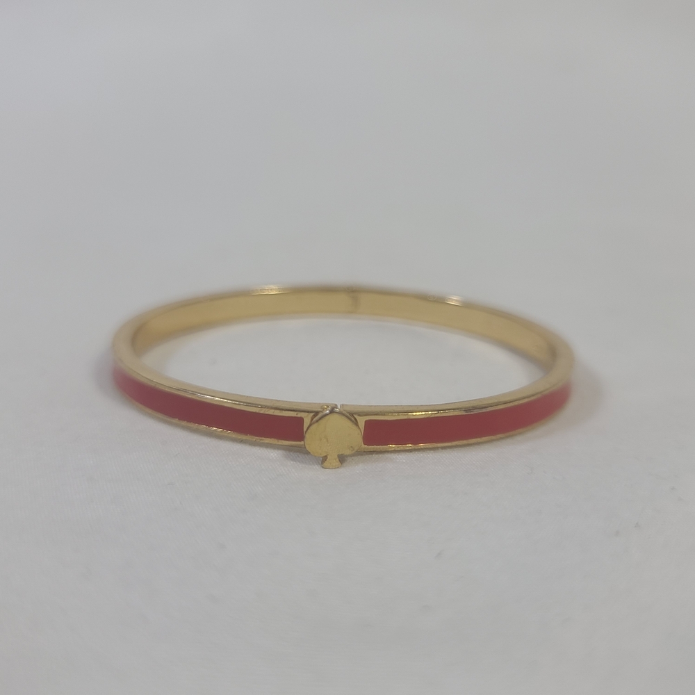Kate Spade New York Heritage Spade Thin Enamel Bangle Bracelet Red Gold